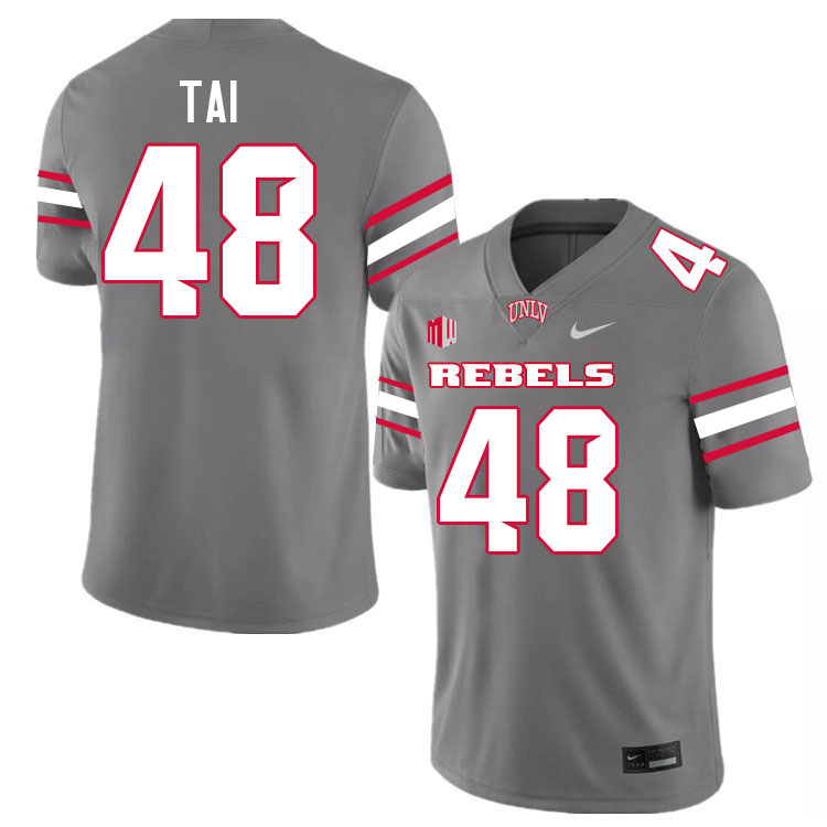 Men #48 Halatoa Tai UNLV Rebels College Football Jerseys Stitched-Grey